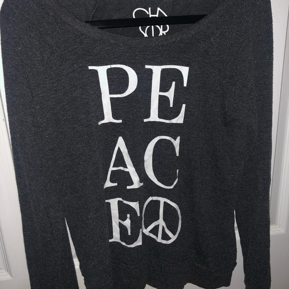 Gray and White chaser long sleeve top